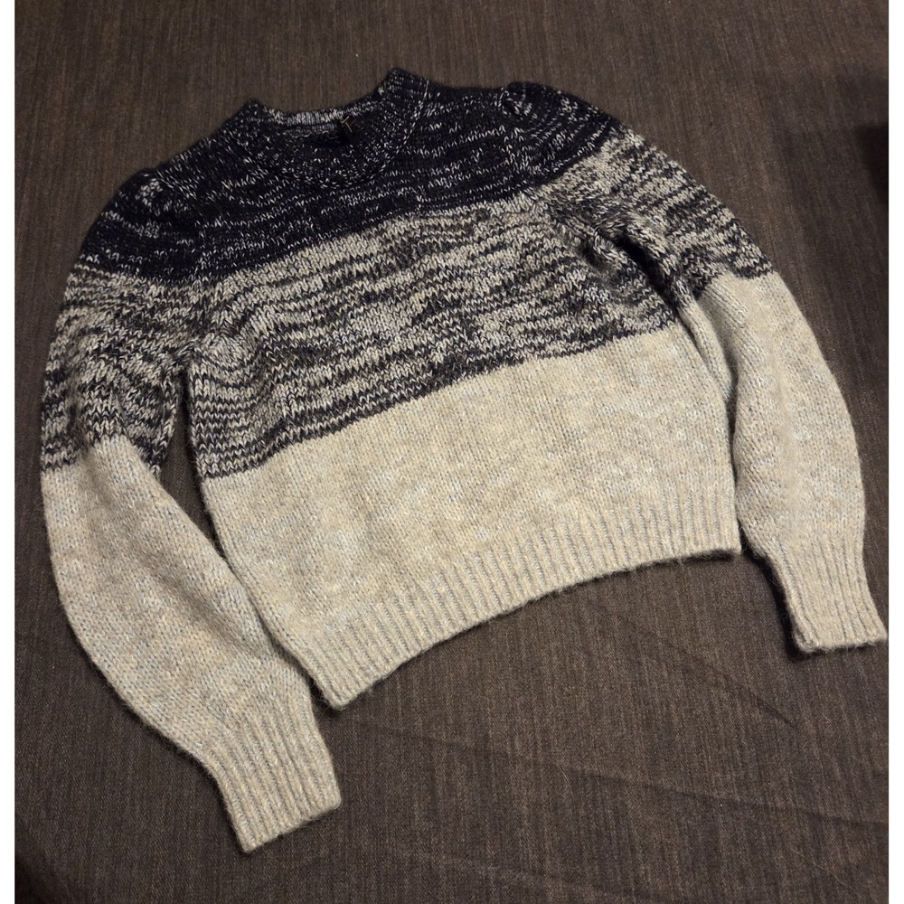 Banana Republic Sweater Wmns M Grey Navy Colorblock Merino Alpaca Wool Pullover
